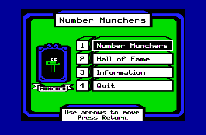 Number Munchers 02 Title  Menu
