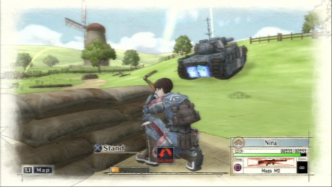 Valkyria Chronicles Crouching in Battle